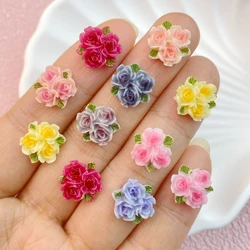 50Pcs New Cute Mini Sansheng Flower Resin Flat Back Ornament Jewelry Making Manicure Hairwear Accessorie