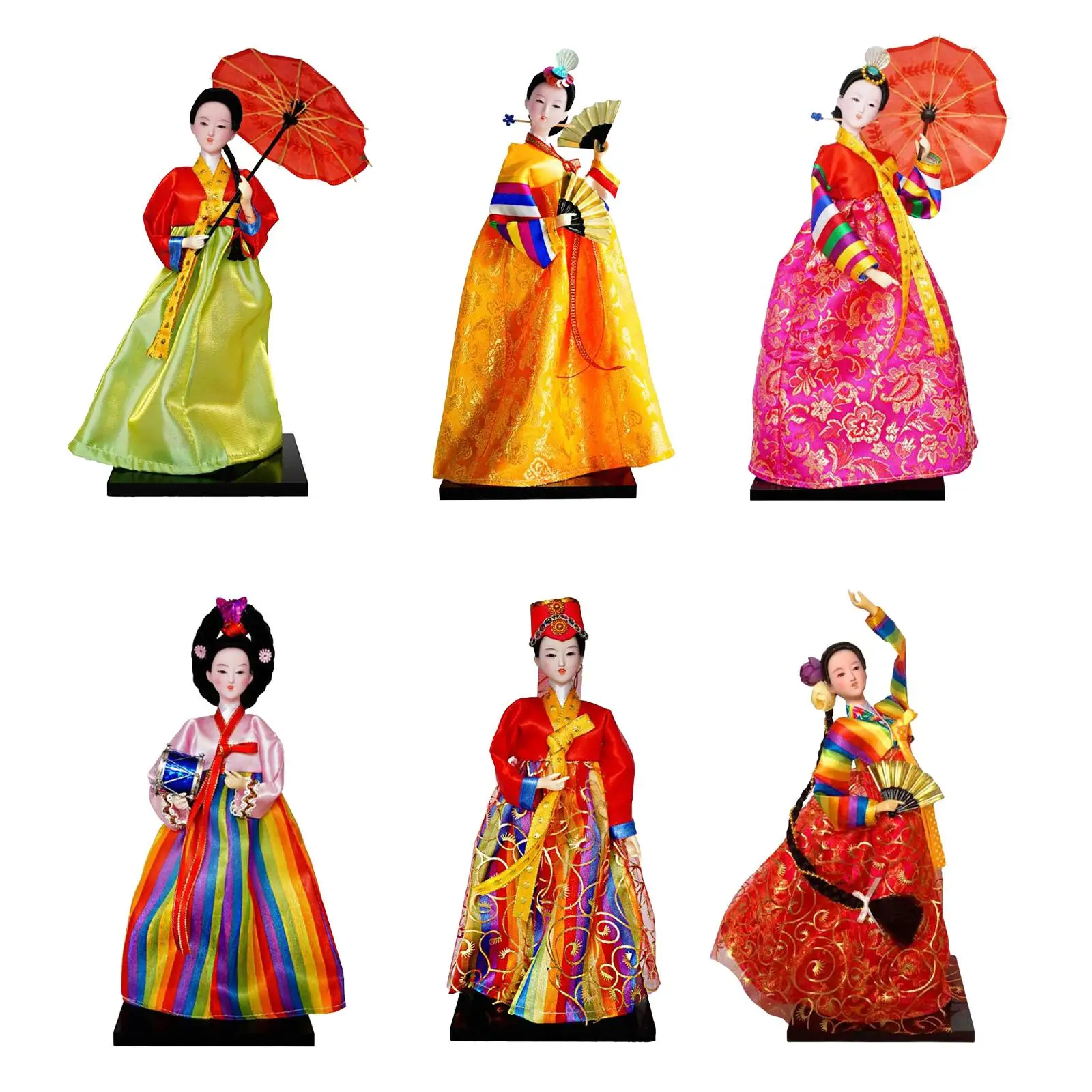 Korean Hanbok Doll Mini Unique Toy Cute Female Statue Geisha Kimono Figurine for Party Desktop Wedding Shop Family Gathering