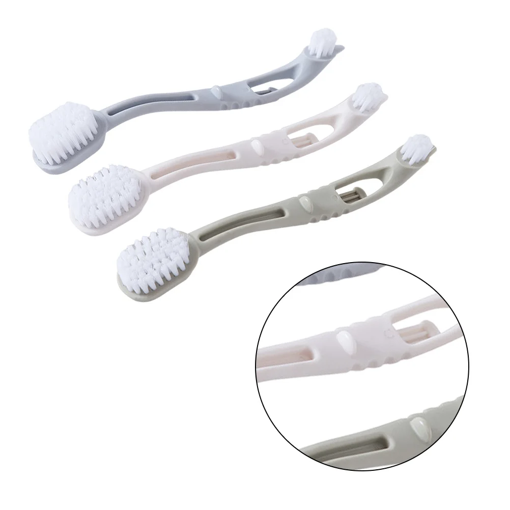 

3Pcs Anti-Slip Shoes Brush Bent Handle Double Head Multifunctional Laundry Cleaning Home Kitchen Grey Green Beige