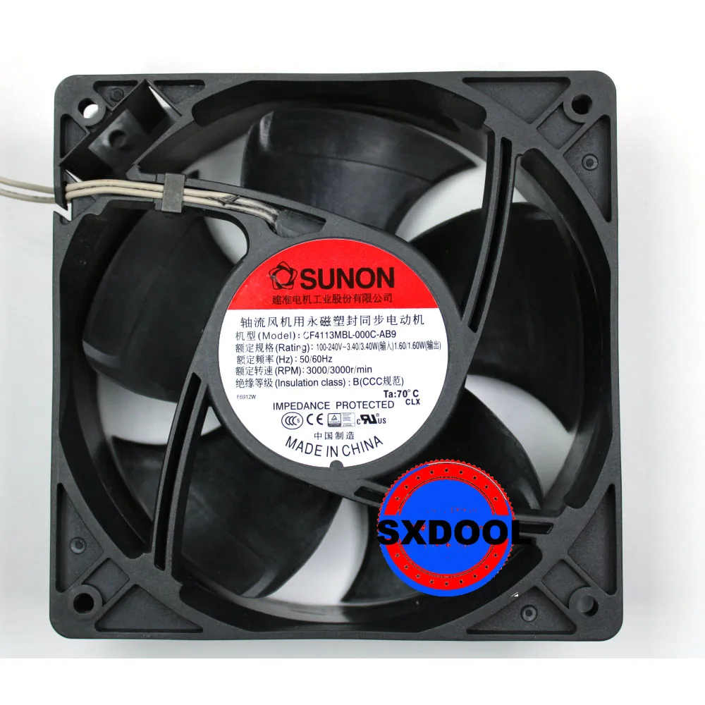 

CF4113MBL-000C-AB9 Sunon 100 В 120 В 220 В 240 В Корпусный вентилятор с двойным напряжением 100-240 В 12 см 120X120X38 мм Водонепроницаемый вентилятор 3000 об/мин 12038