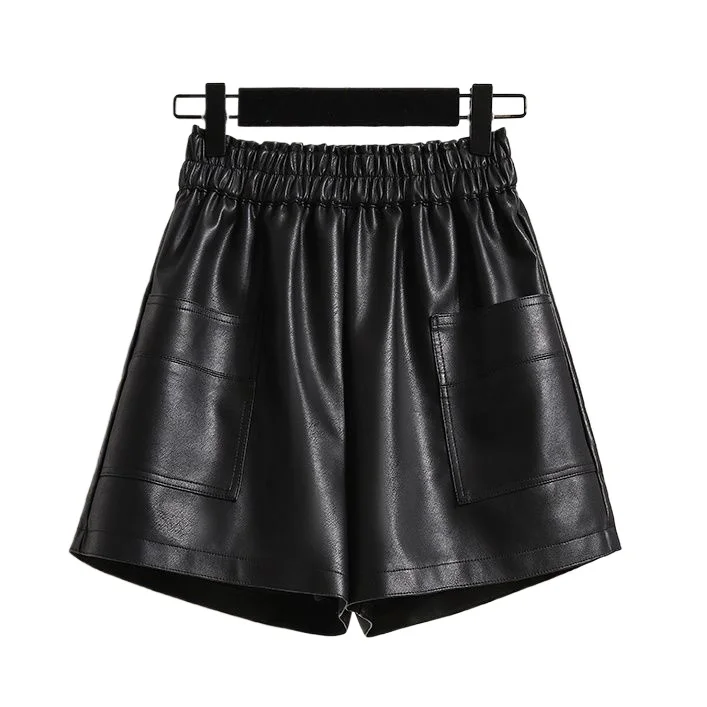 

Кожаные шорты, женские весенне-зимние новые свободные брюки из искусственной кожи большого размера, модные универсальные кожаные ботинки, брюки