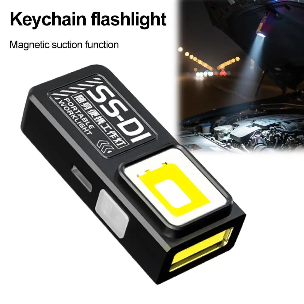 

LED Mini Keychain Flashlight USB Rechargeable Powerful Torch Work Light With Magnet Portable Mini Torch Outdoor Camping Hiking
