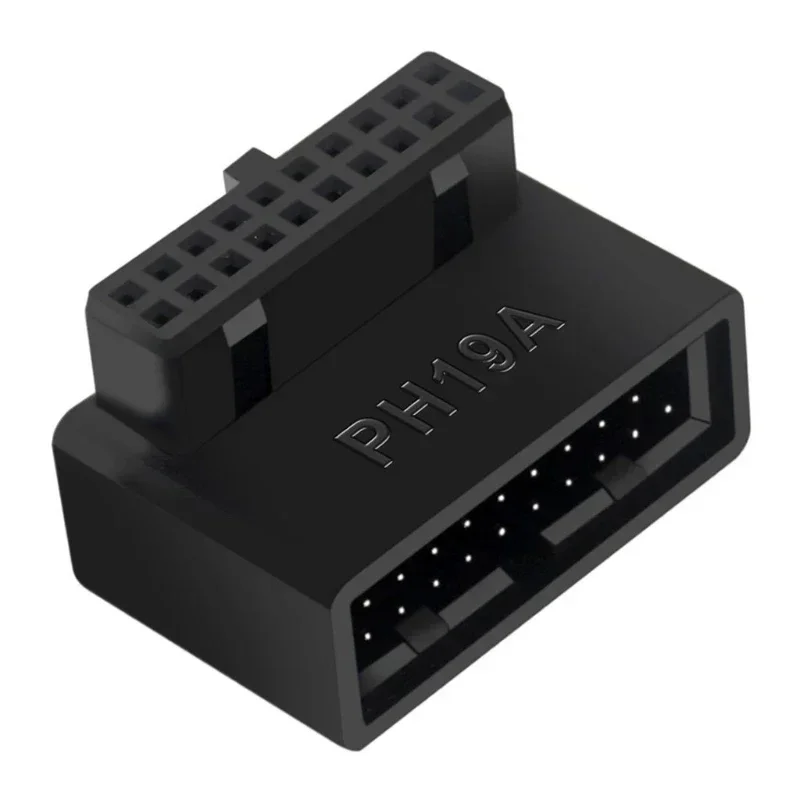 

Desktop Computer Motherboard Vertical Pin Holder 90 Degree Elbow Plug Port USB3.0 19/20Pin Steering Joint Socket