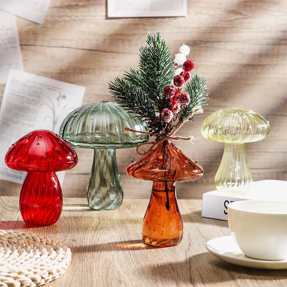 Simple Hydroponic Flower Bottle Transparent Glass Glass Vase Mushroom Pumpkin Glass Flower