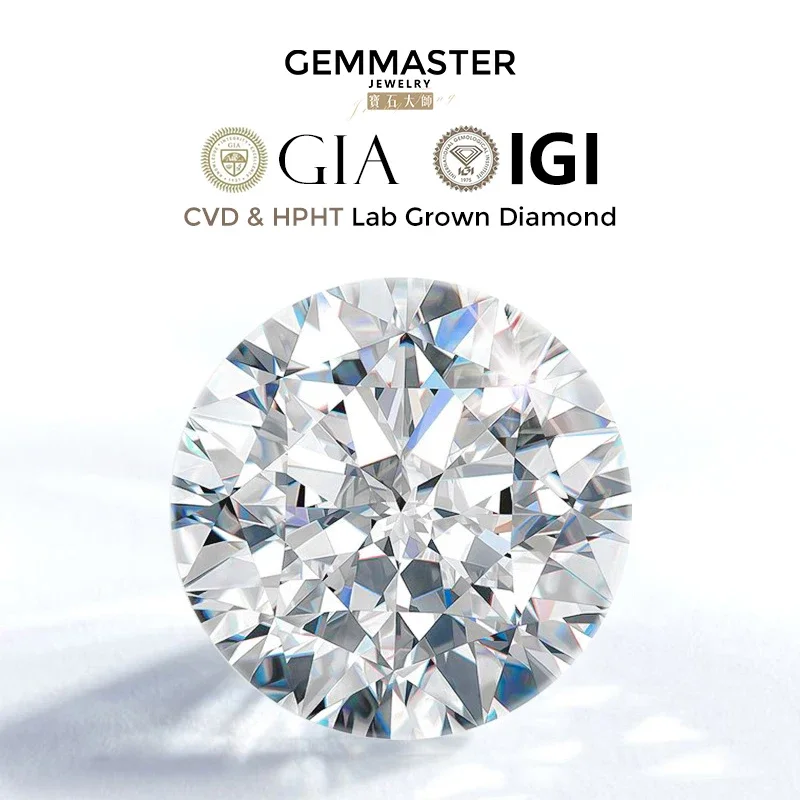 

IGI GIA Certified Round brilliant cut Grown Diamond CVD HPHT D E F color VVS 1ct 3ct 5ct Loose Stones for Jewelry Manufacturing