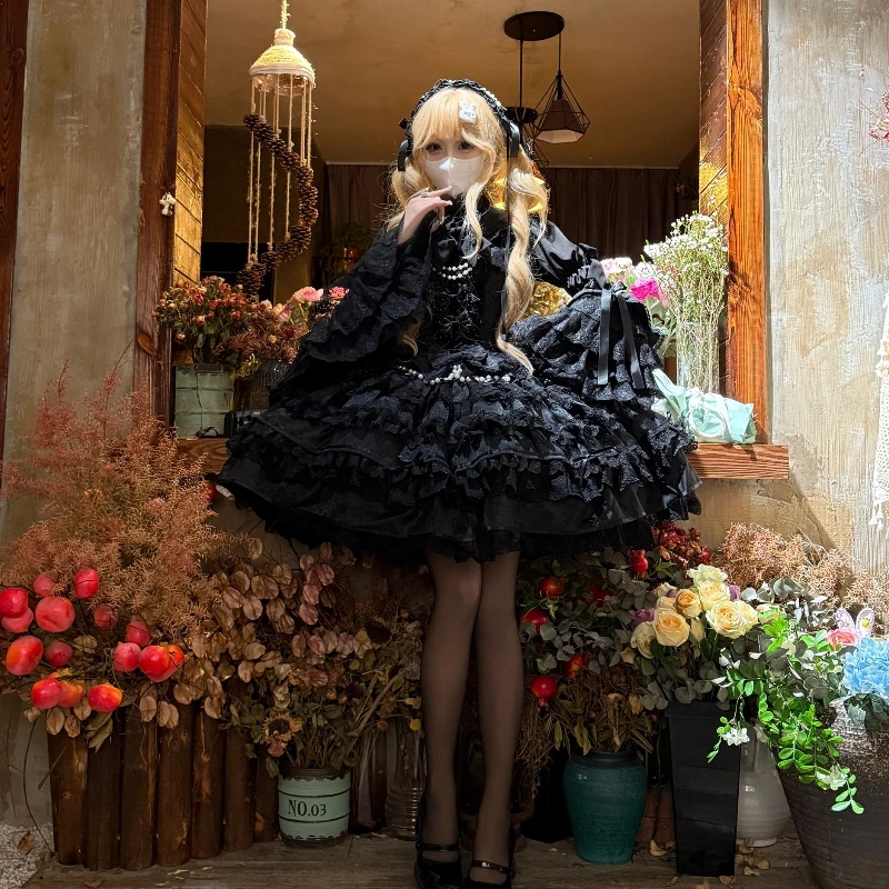 Abito con bretelle stile Lolita rosa per ragazze giapponesi Jsk Abito da principessa dolce Kawaii quotidiano da donna Top con maniche Ji