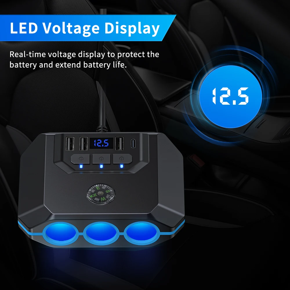 Extractme 120W 12-24V adaptador divisor de encendedor de cigarrillos de coche toma de corriente USB PD automática con cargador divisor de cigarros