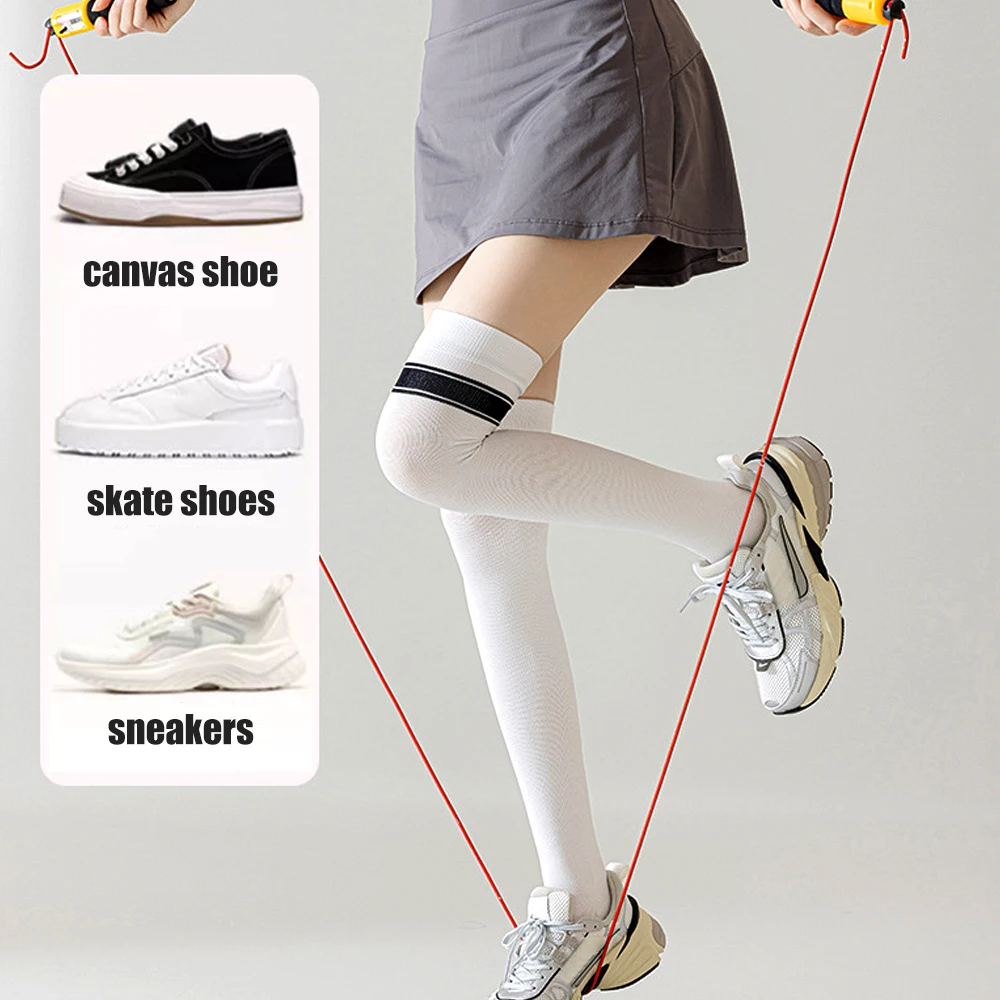 1 par de meias coxa alta listradas sobre o joelho meias finas meia longa para uso diário, cosplay, corrida, yoga, fitness, dança