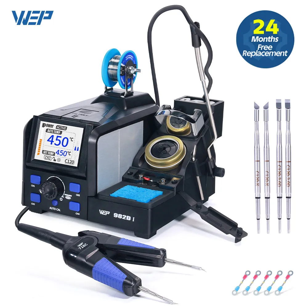 WEP 982D-I Desoldering Tweezers Soldering Station Rework Station For Micro Component, Auto Temperature Calibration, Fast Heating