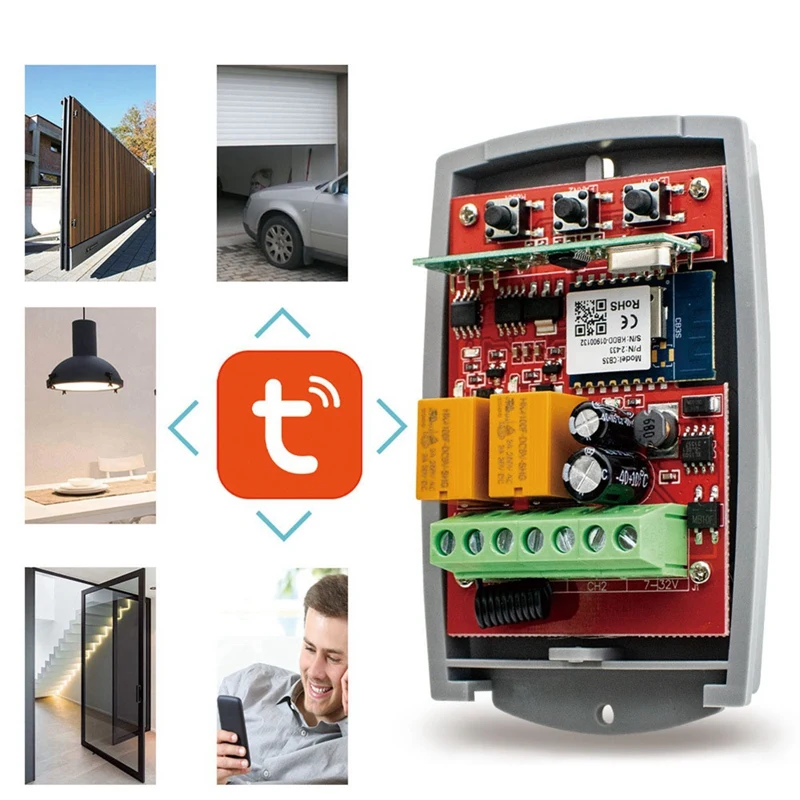 New Wifi 433Mhz Rolling Code Garage Door Remote Control RF Receiver Smart Switch Relay Smart Life APP