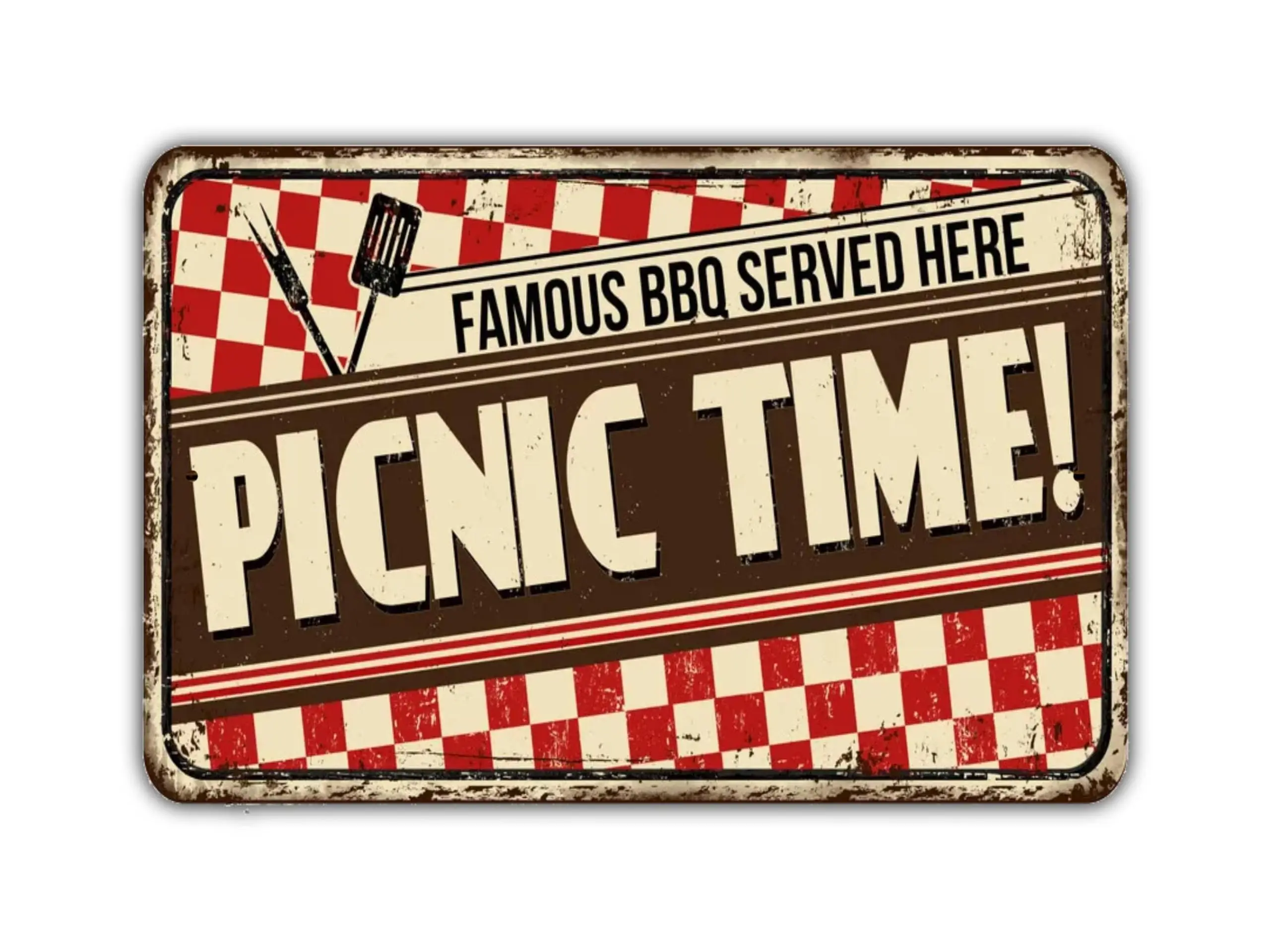Picnic Time Sign Vintage Retro Rustic Patio Home Decor Gift Metal Print Present Retro Tin Sign 12