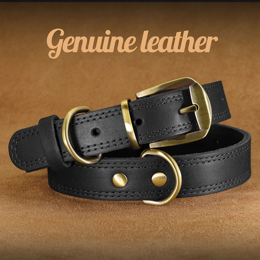 Echtes Leder-Hundehalsband, Langlebiges Welpenhalsband, Echtes Leder-Haustier-Halsband, Verstellbar für Kleine, Mittlere und Große Hunde, Pitbull – Detail 11