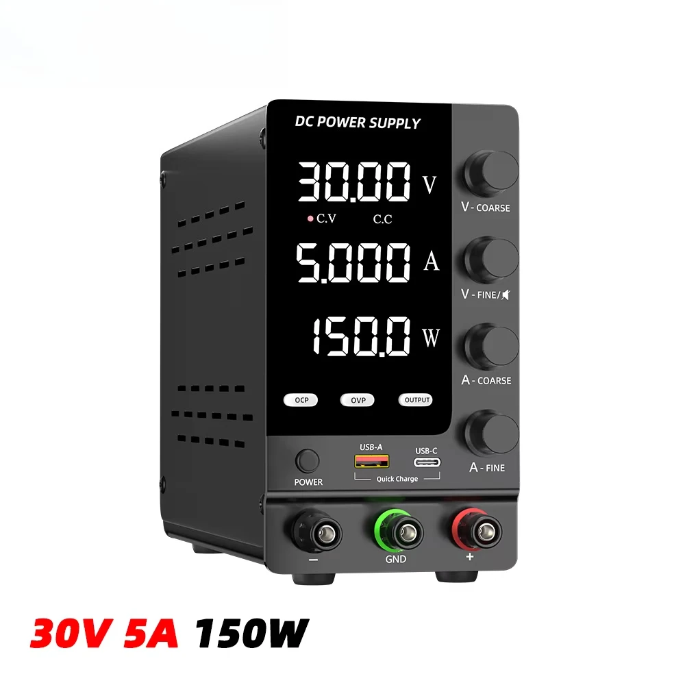 SPS-C305S  with OCP/OVP Protection Adjustable DC Power Supply 30V 5A 150W for Universal Battery Recharge Laboratory Text