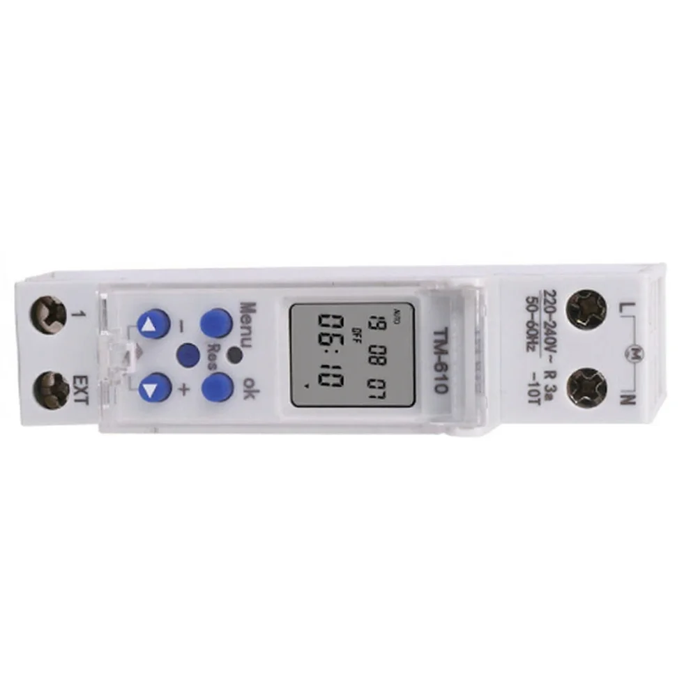 Programmable Switch DIN Rail Timer Panel Mounting Adjustable Time Intervals Clear Digital LCD For Control Panels