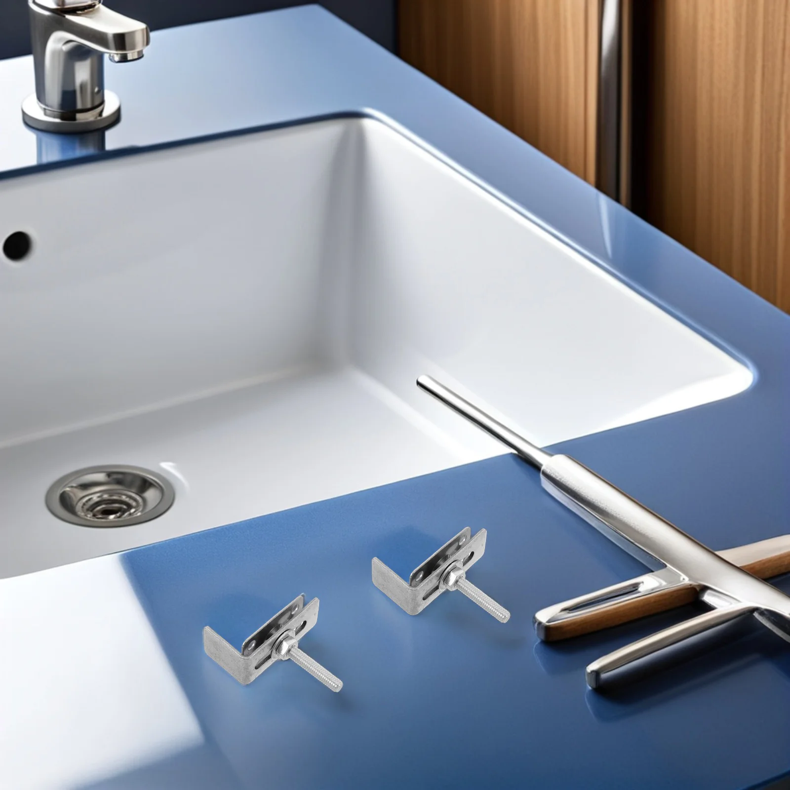

4Pcs Undermount Kitchen Sink Mounting Brackets Heavy Duty Sink Clips Fastener Supports for Bathroom Vanity Countertop