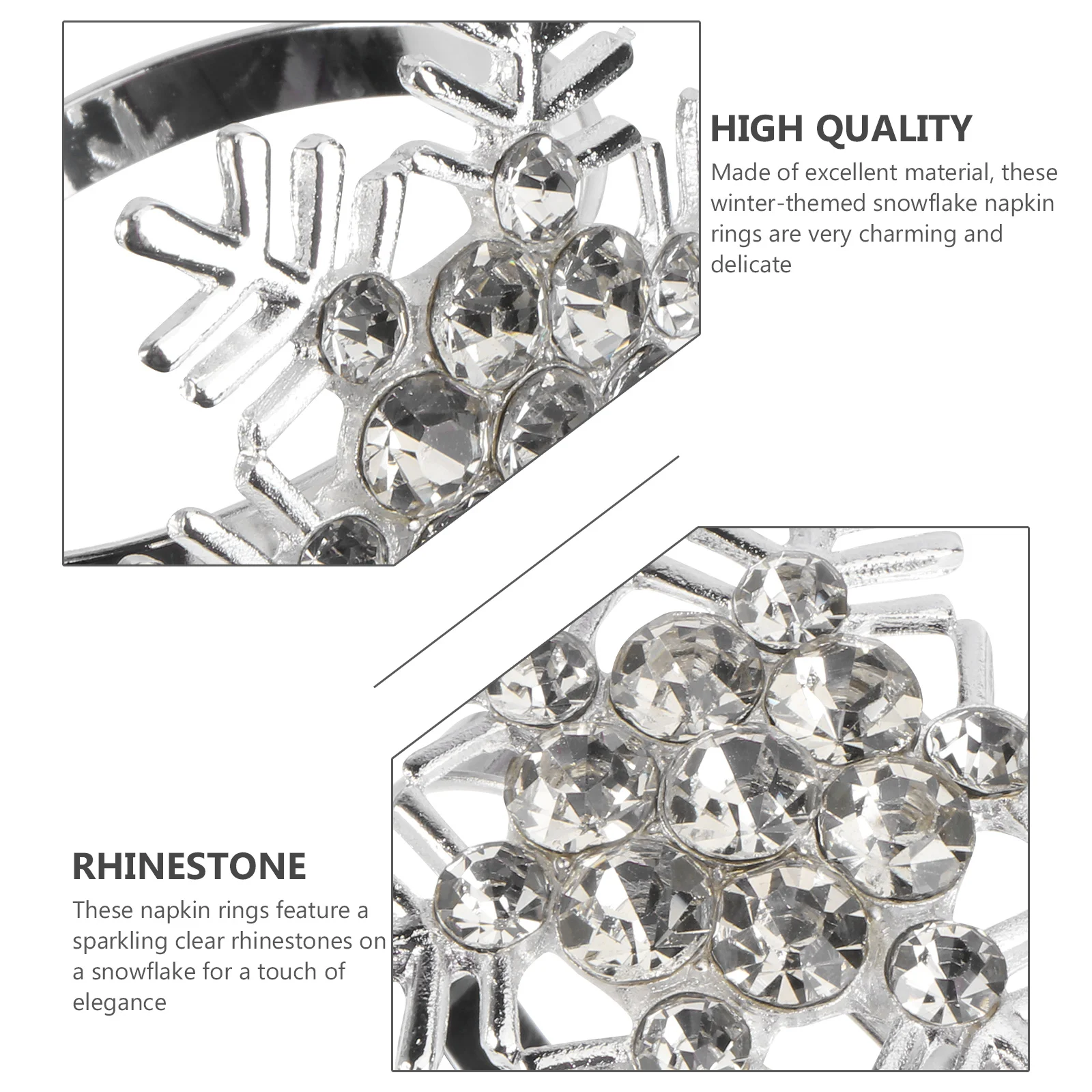 

6Pcs Silver Snowflake Napkin Rings Rhinestone Decorative Table Napkin Buckles Christmas Party Dinner Table Setting