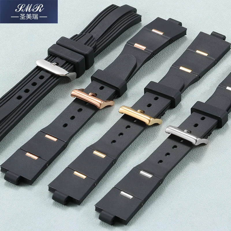 ブルガリのストラップ For Bulgari Diagono Rubber Watch Strap with Convex Interface 24mm