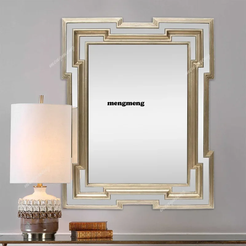 A68European decorative mirror washstand wall-mounted makeup mirror square bathroom wall-mounted mirror
