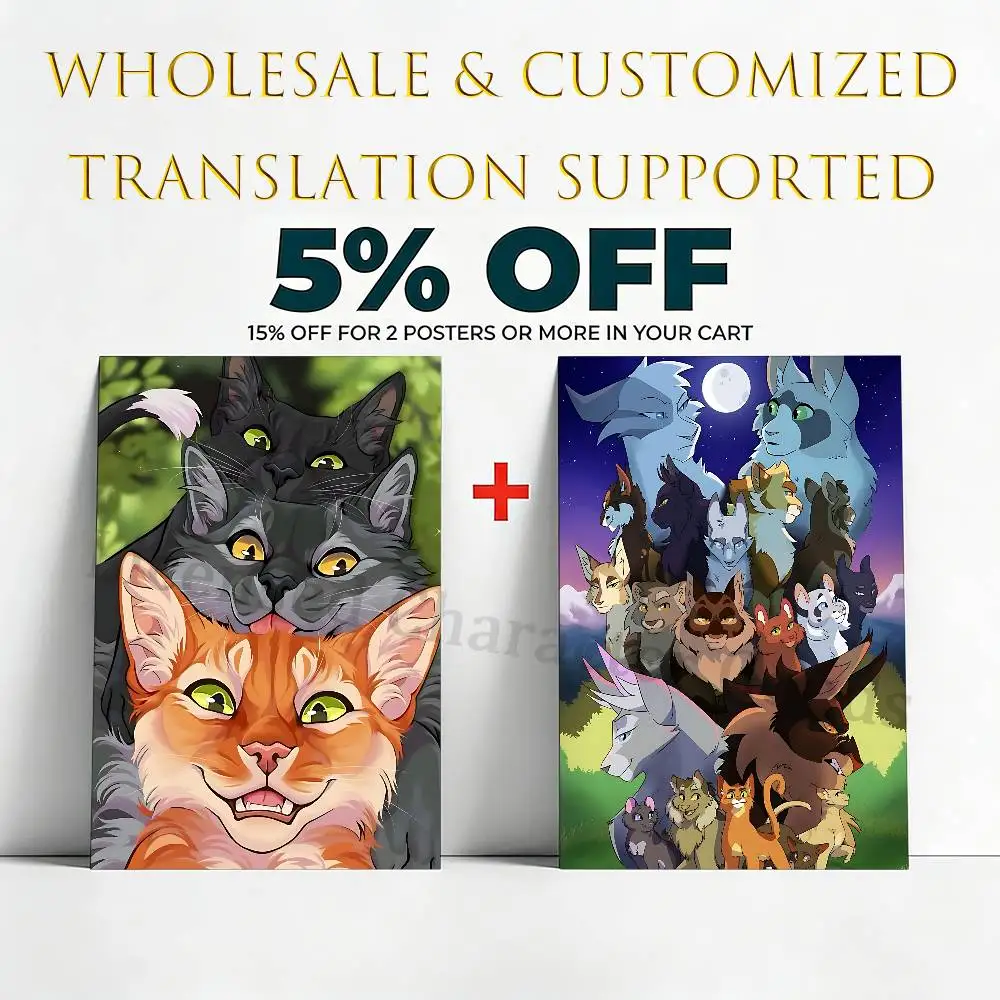 W-Warrior Cats Poster Multi-Purpose Wall Art for Living Room Bedroom Office Hallway Bar Home Decor Gift