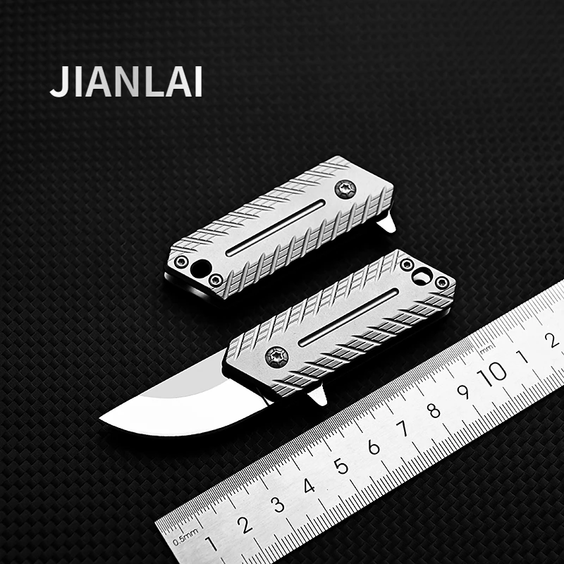 

Titanium Alloy Mini Folding Knife High Hardness D2 Steel Sharp Knife With Keychain Pendant Disassembly Express Open Box EDC Tool