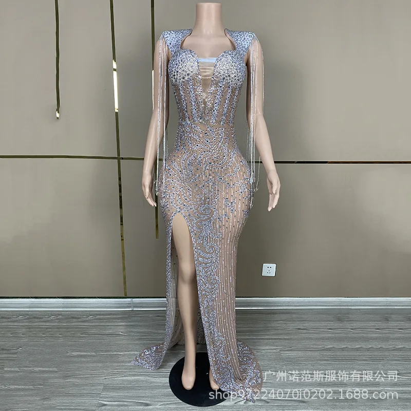 فاخر حجر الراين مزاجه الأرجواني الاجتماعي فستان العشاء الكبار نموذج المنصة الملابس العصرية الاجتماع السنوي ملابس المهنية