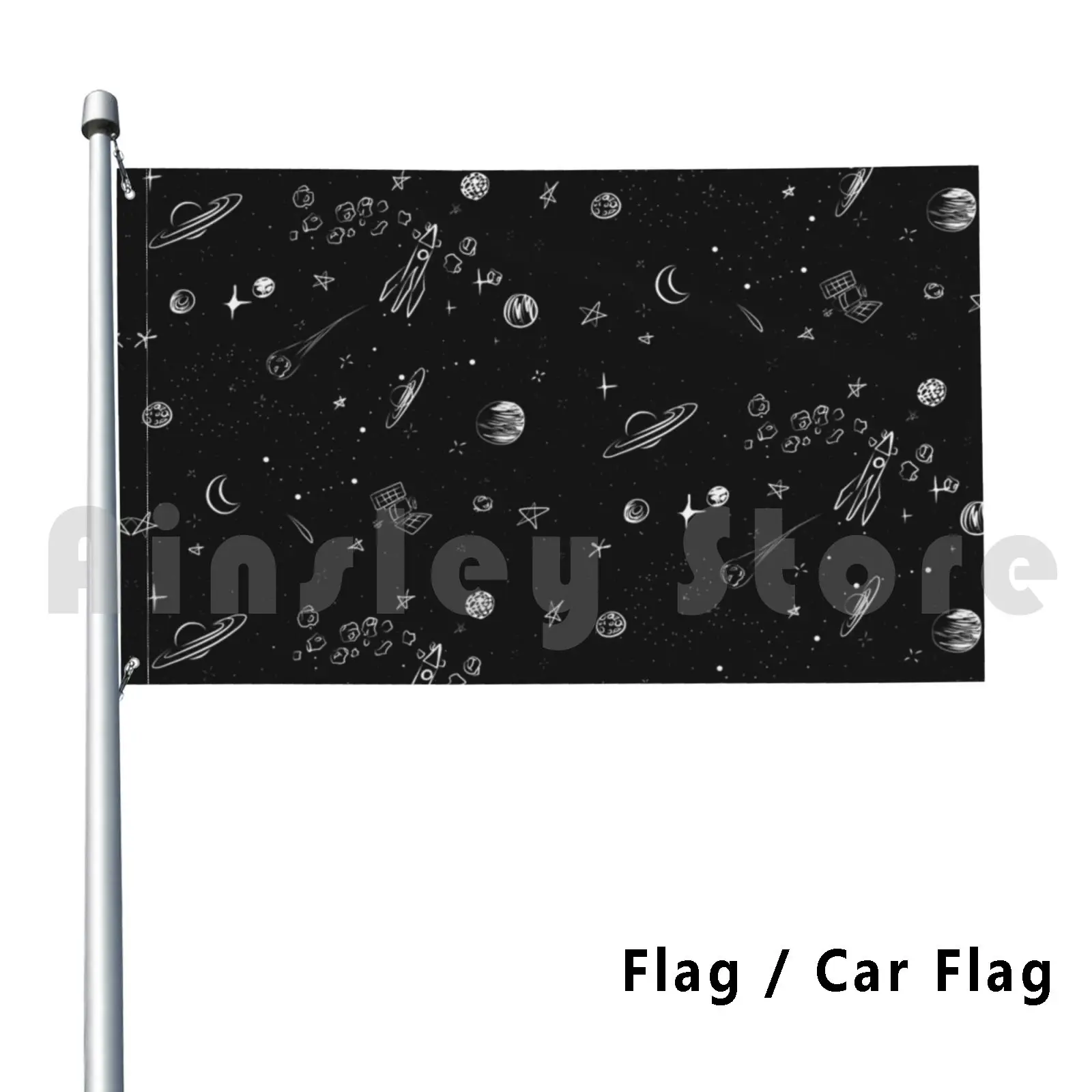 Space Outdoor Decor Flag Car Flag Space Background Black And White Astronomy Astrology Astronaut Planets