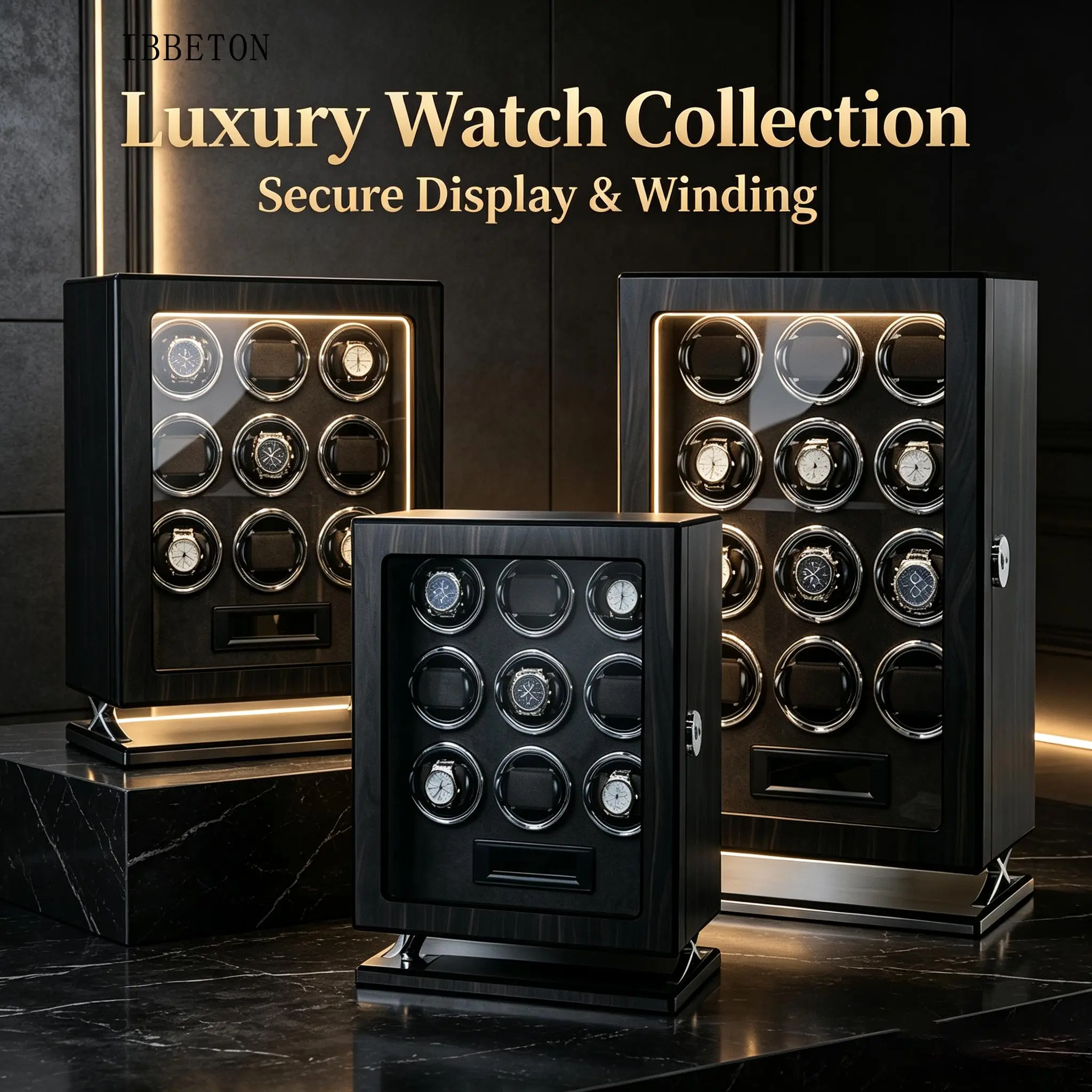 Tag Watches Smartwatch - IBBETON 高級調整可能タッチスクリーン機械式時計ワインダー、家庭用スマートウォッチ巻き上げボックス付き
