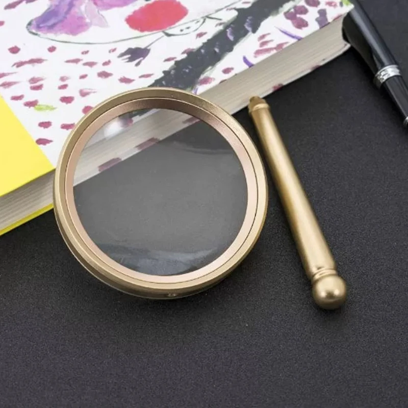 5-10x Handheld Portable Metal HD Magnifying Glass 75mm Diameter Magnifier Helping Hands Loupe
