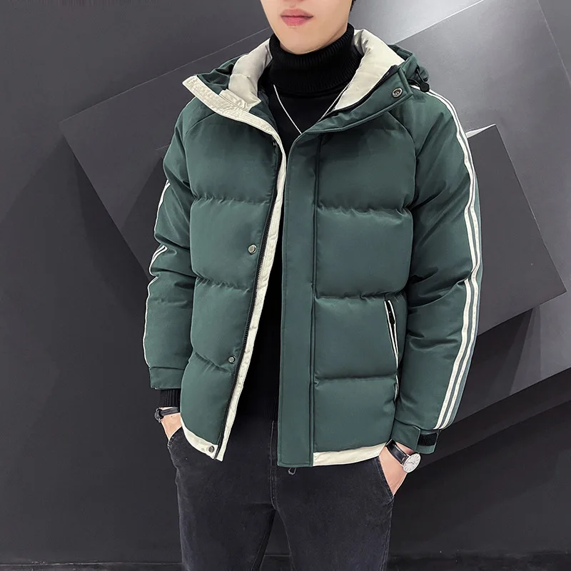 

Autumn Winter Men's Cold Resistant Warm Padded Coat Plus Size Fashion Casual Hooded Handsome Versatile Thick Wadded Jacket