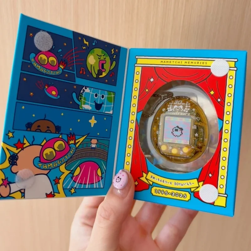Bandai Tamagotchi Mametchi Azul/Amarillo Colorido Nano 30º Aniversario Mascota Virtual Interactiva Juguete de Bolsillo Nostálgico en Stock