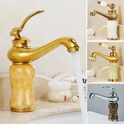 Gold Bathroom Faucet Brass and Jade faucet Bathroom Basin faucet Sink Mixer Tap Gold Sink Faucet Bath Basin Sink Faucet