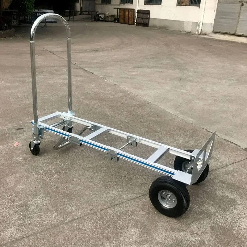 Aluminum Alloy Flatbed Truck Folding Trolley Luggage Cart for Warehouse Cargo Logistics Tiger Car Load King Towing