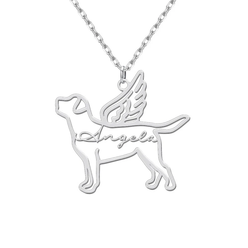 Custom Dog Outline Necklace For Women Customized Stainless Steel Chain   Collar Personalizado Jewelry Animal Name Necklace