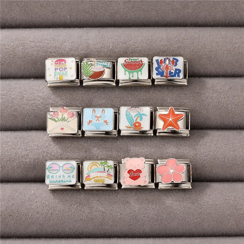 Süße rosa Liebe Herz süße Katzen blaue Augen Charms Links Perlen passen 9mm Edelstahl italienische Charm Armband DIY machen Geschenke – Detail 5