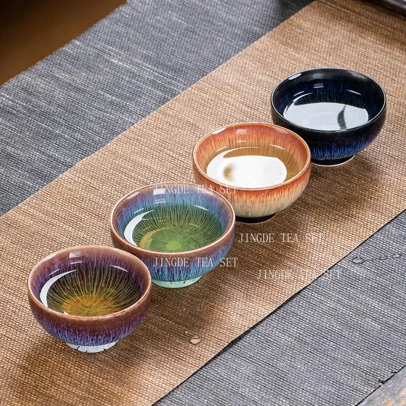 4pcs/lot Japanese Kiln Change Ceramics Tea Cup Single Cup Tea Bowl  Master Cup Chinese Make Tea Teaware Tea Accessories 70ml