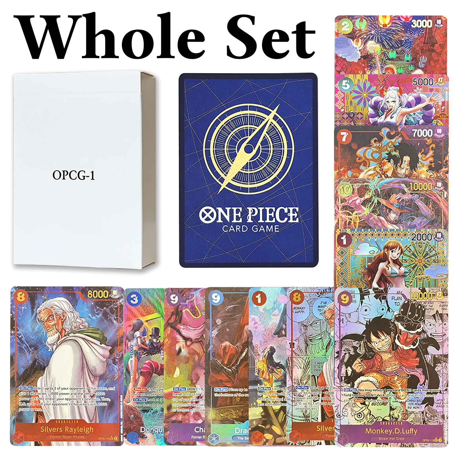 

One Piece Whole Set (55Cards/Set) TCG Proxy Board Game Cards Silvers Rayleigh Yamato Luffy Nami Boa Hancock Shanks Ace Foil OPCG