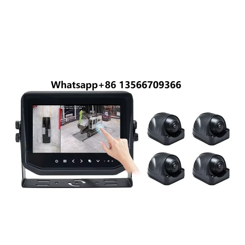 

Waterproof Monitor, 7 Inch Built-in 360 Surround AI Back up Camera System