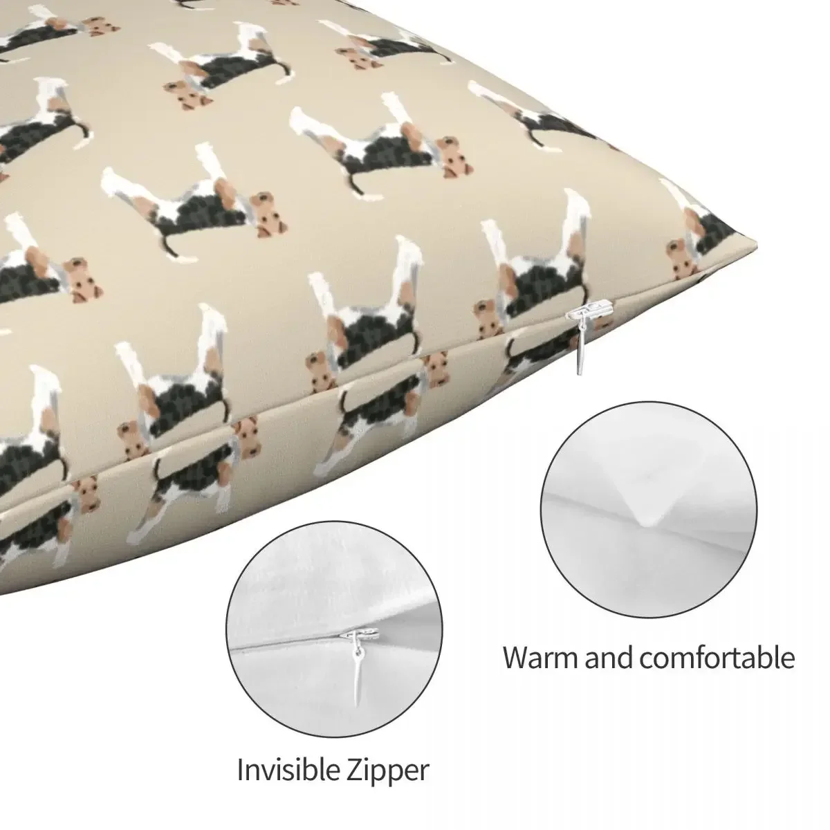 Wire Fox Terrier Pillow Case Wire Fox Terrier dog pattern dog lover Modern Polyester Pillowcase Bed Zipper Summer Cover