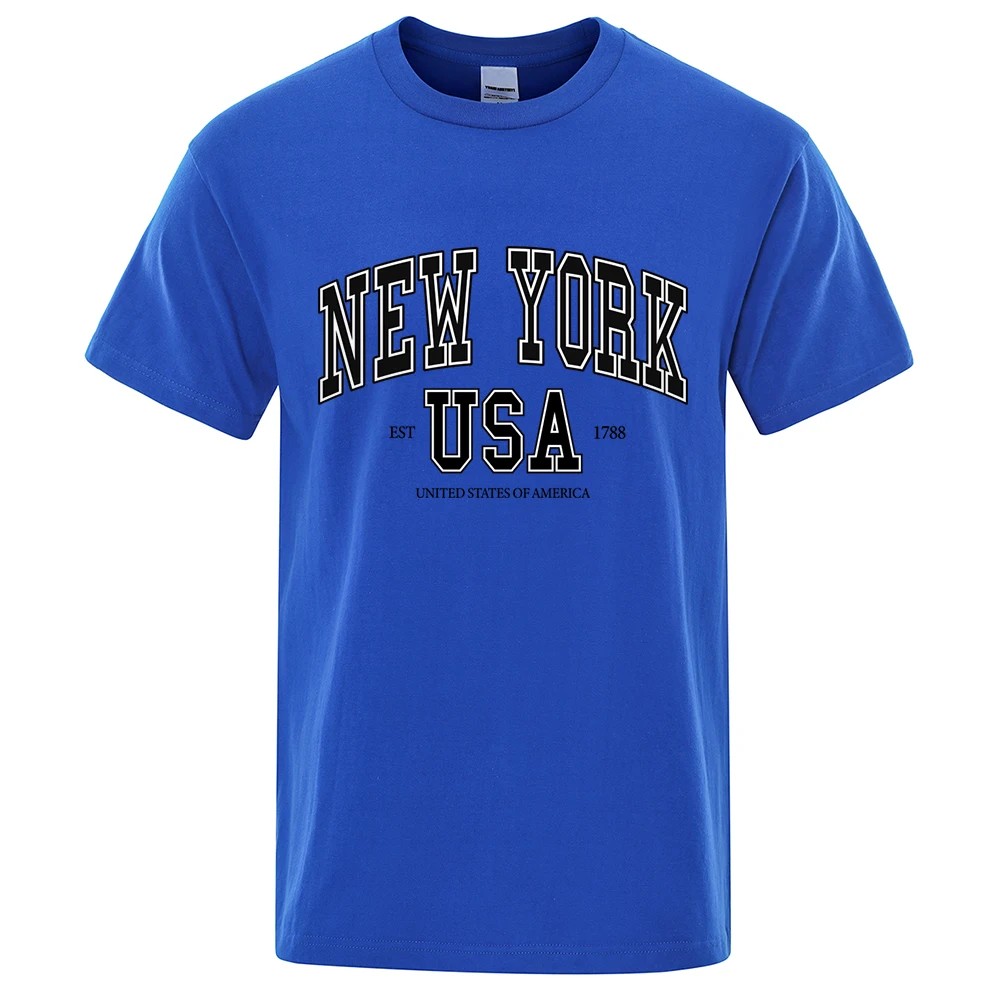 New York Usa Est 1788 Straße Stadt Brief Tops Männer O-ansatz Shirt Sommer Lose Kleidung Lose Baumwolle Oversize T-shirt Hüfte hop Tops