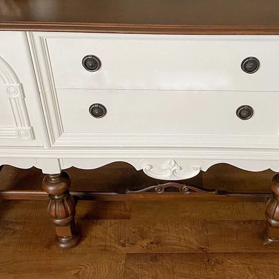 خزانة مدخل على شكل زهرة منحوتة صلبة فرنسية قديمة، خزانة تقسيم زخرفية صغيرة لغرفة المعيشة بألوان متباينة #3