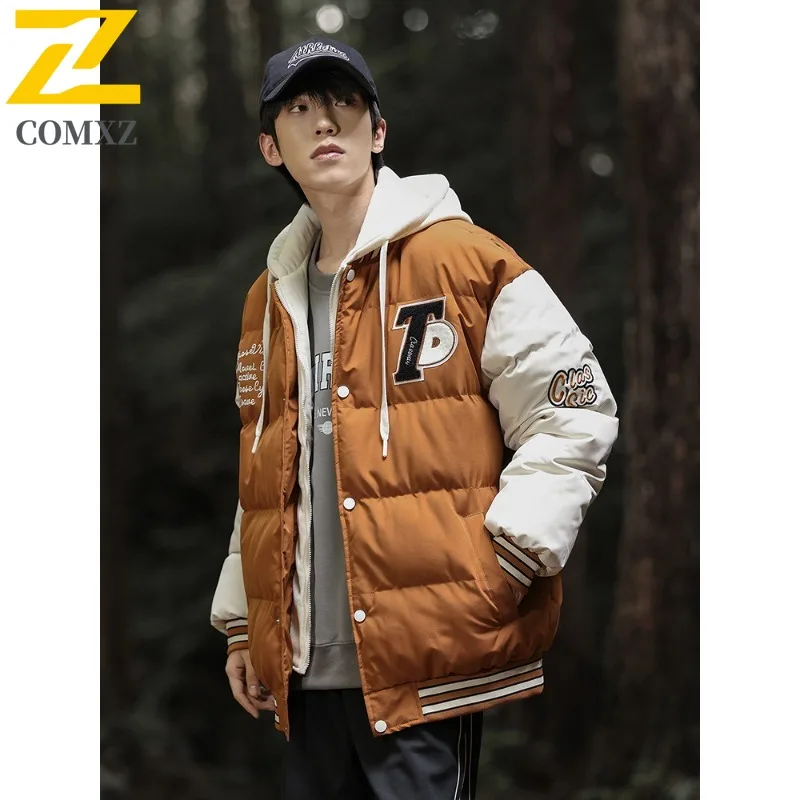 COMXZ Men Winter Jacket Hooded Design Soft Warm Camping Daily Life Fit Holiday Outing Padding Coat Windproof Winter Jackets