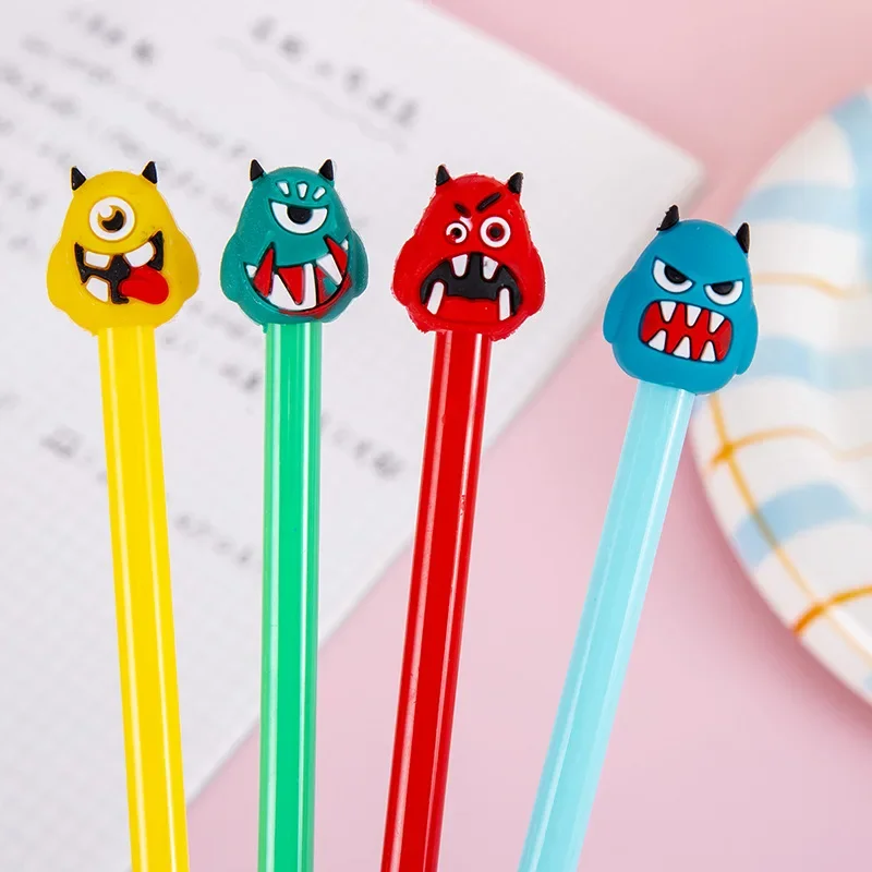 24Pcs Novelty Creative Funny Ghost Head Monster Ghost Neutral Pen, Student Stationery Prizes Gifts Gifts Rewards