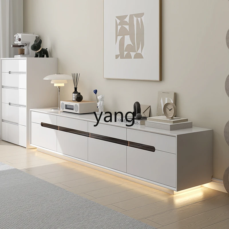 CX غرفة معيشة بيضاء فاخرة من الأرض إلى السقف من الرياح الكريمية الخفيفة، خزانة بسيطة بدون قدم من الخشب الصلب الخالص