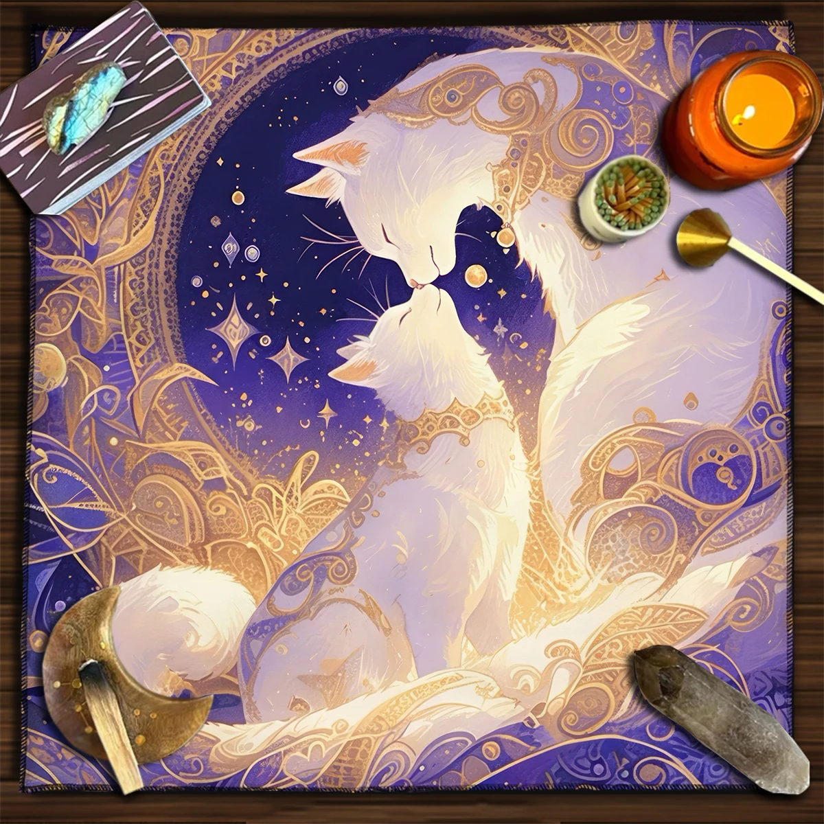 VIKAMA Esoteric Black Cat Tarot Tablecloth Star Moon Waterproof Dining Table Decor & Accessories Ritual Altar Theme Decor view 4