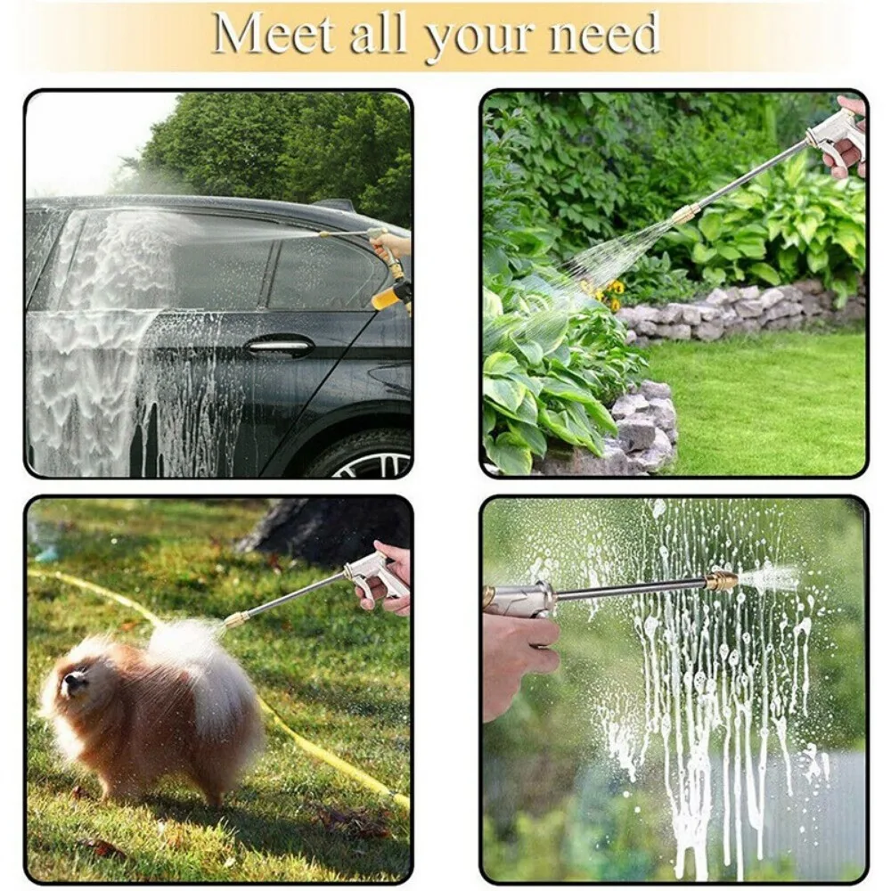 High Pressure Water Gun Adjustable Sprayer for Car Wash and Garden Irrigation Foam Lance Hose Nozzle Metal Spray Gun