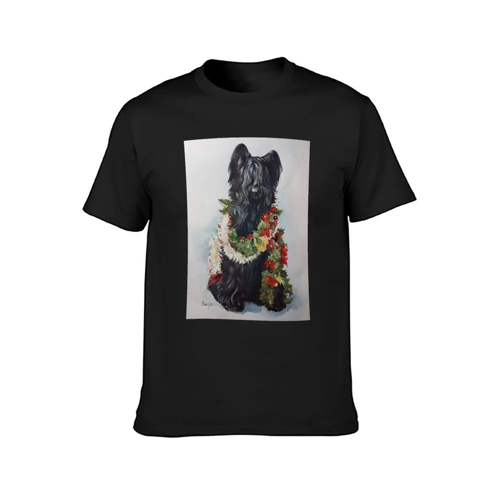 Sweet Black Briard ready for any Holiday. Artwork was done by Joanne Backor Jarry for the Briard Club of America. T-Shirt