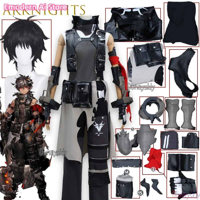 

‌‌‌‌‌‌abel Arknights Odda Cosplay 코스프레 Anime Outfit Comic Con leather Motorcycle Jacket Shorts Midnight Postman Halloween‌‌