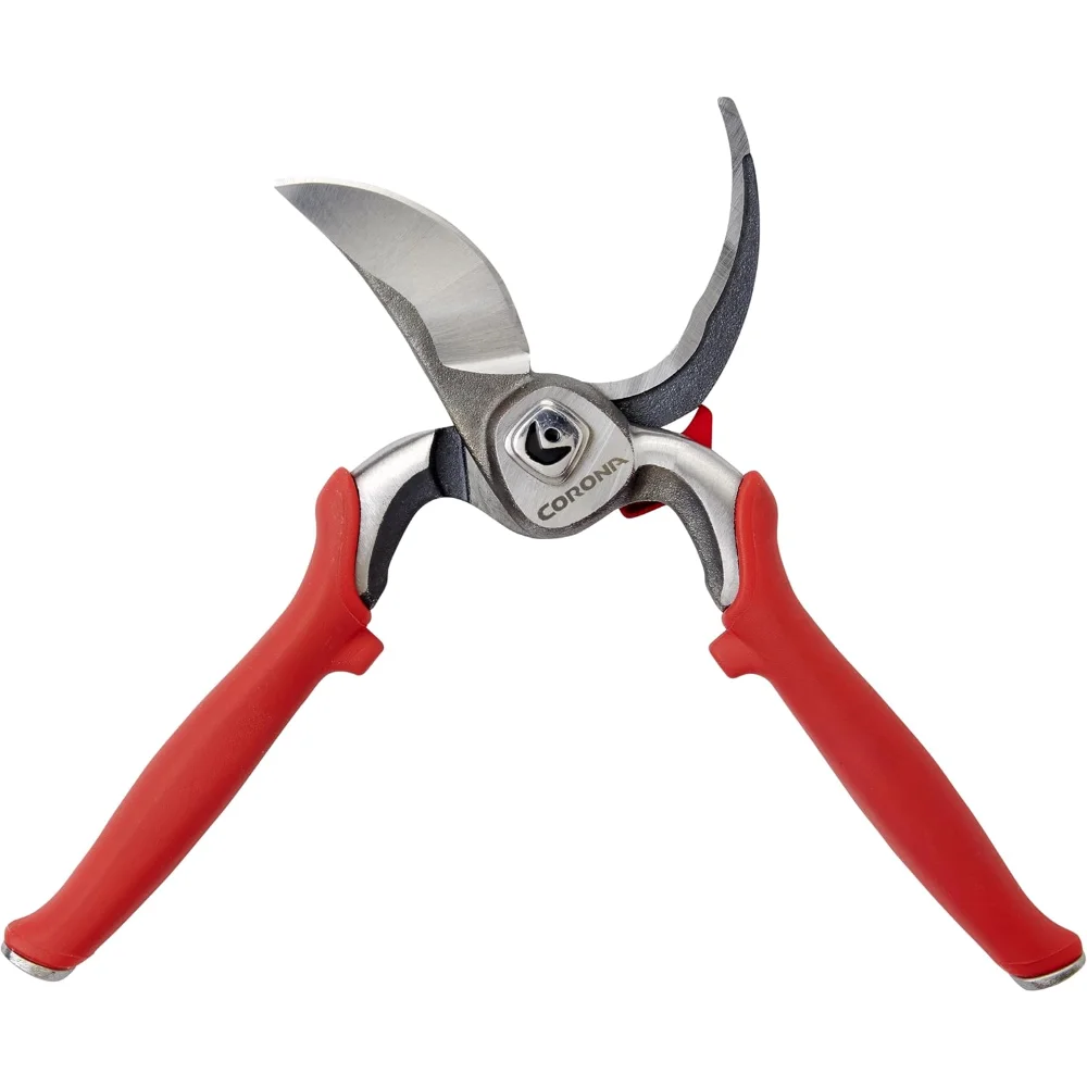 Podadora manual Corona BP 7100D de acero forjado DualCUT Bypass - Vástago de capacidad de corte de 1 pulgada y tijeras de jardín para ramas, rojo