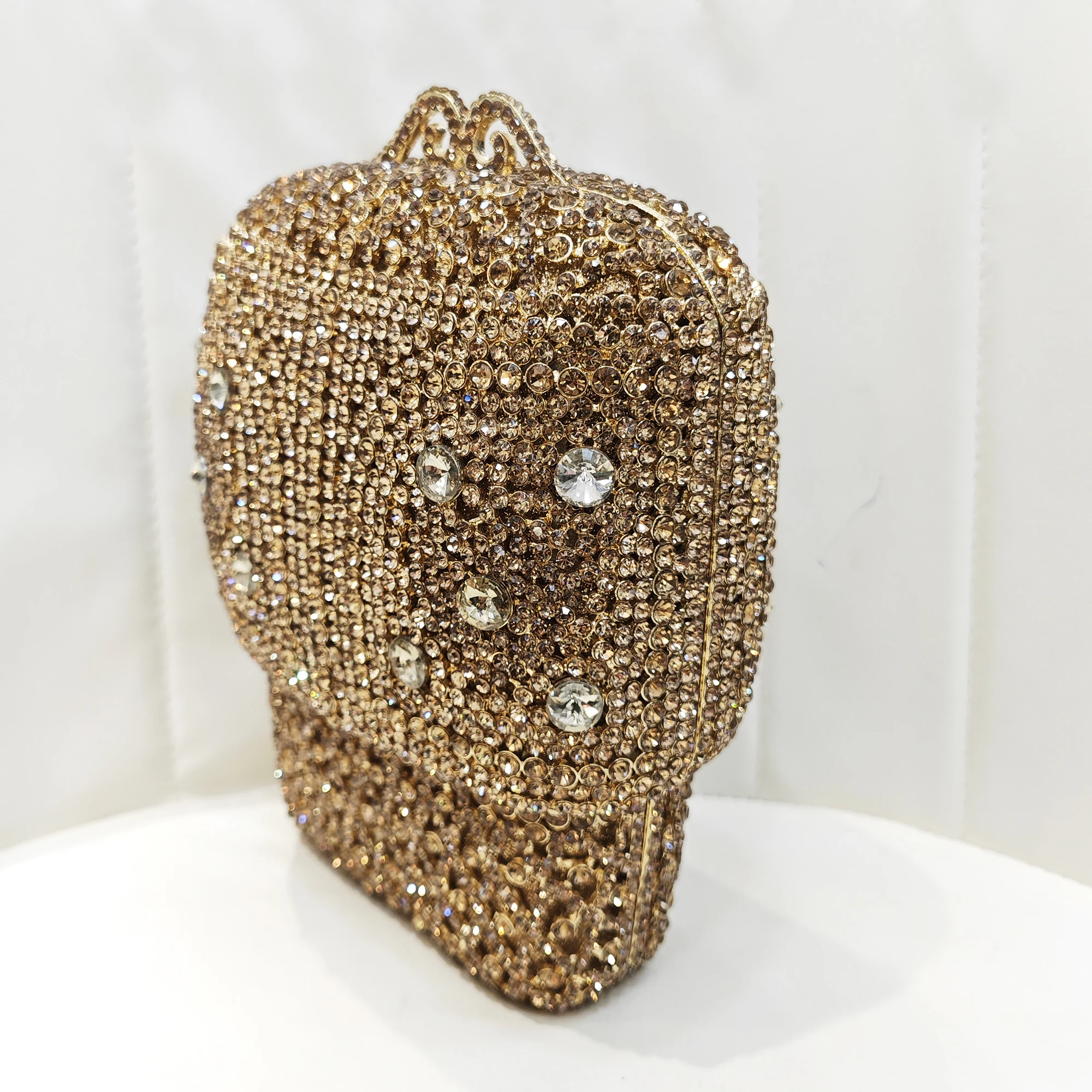 Hard Metal Gold Wedding  Evening Purse Crystal Bridal Party Handbags Women Diamond Prom Purses Diamond Lady Rhinestone Clutches