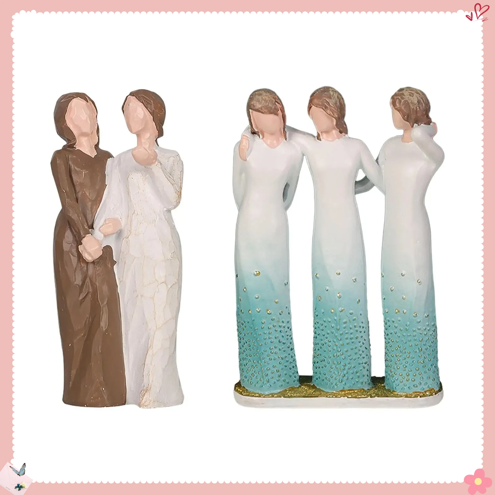 

Resin Sister Figurines Modern Friendship 2/3 Sisters Sculpture Desktop Ornament for Best Friend Gift Collection Home Decoration